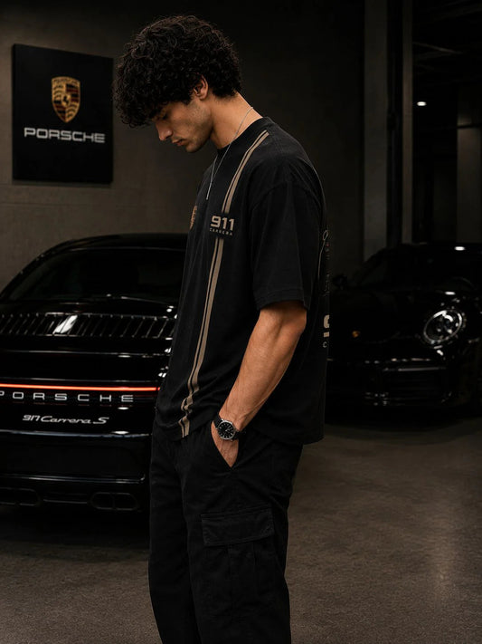 Porsche 911 Heritage Oversized Black T-Shirt | Premium Automotive Streetwear